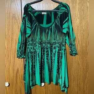 💚 One World Green Boho Long Tunic 💚